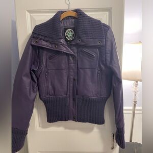 Brooklyn Swagg Purple Leather Jacket Women's S Zip Accents Pockets Short